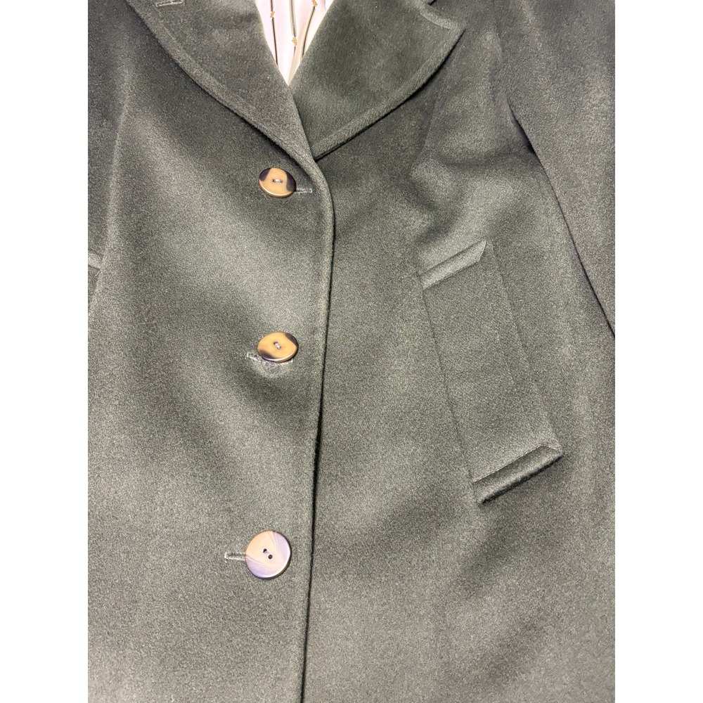 Ashley Scott Petite Vintage 100% Pure Wool Overcoat Forest Green Long Coat - Picture 2 of 10